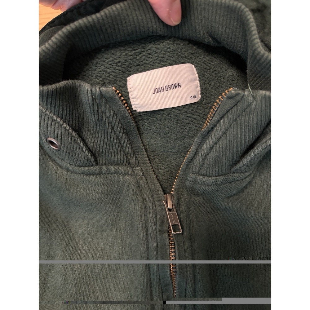 JOAH BROWN retro half zip sweatshirt in Pine Green S/M - Picture 3 of 5